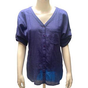 Manguun Navy Blue Sexy & Sheer 3/4 Sleeve Blouse Size 6